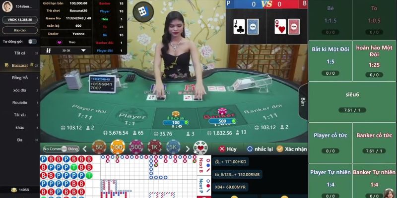 Giao diện chơi game Baccarat tại casino Go99